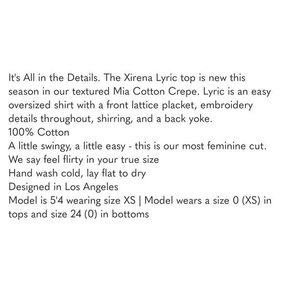 Xirena Lyric Top White Canvas Size Small Cotton Oversized Embroidered Blouse New - Picture 7 of 16